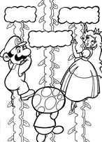 coloriage mario toad et la princesse peach montent les lianes